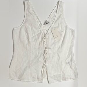 A New Day White Tie-front Linen Tanktop